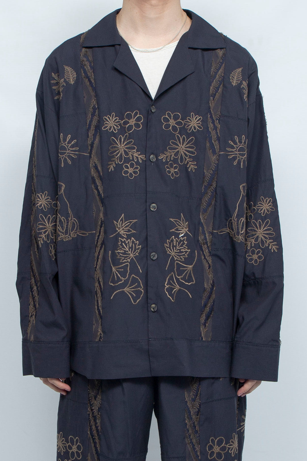 "DIEGO” Embroidered Patchwork Shirts NAVY