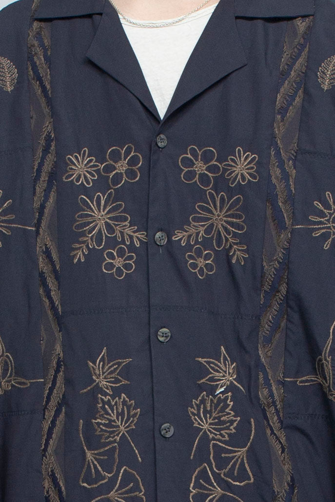 "DIEGO” Embroidered Patchwork Shirts NAVY