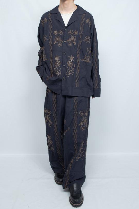 "DIEGO” Embroidered Patchwork Easy Pants NAVY