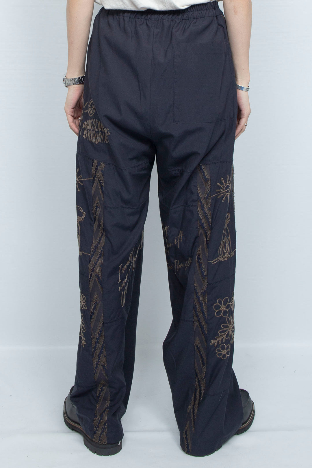 "DIEGO” Embroidered Patchwork Easy Pants NAVY