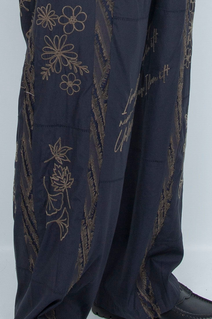 "DIEGO” Embroidered Patchwork Easy Pants NAVY