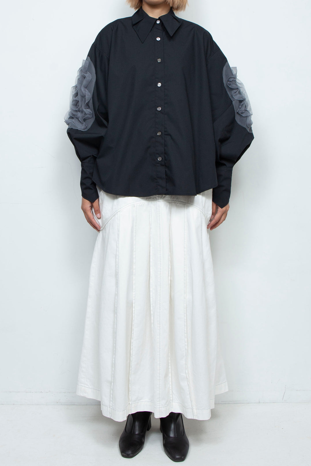 grass blouse black×gray