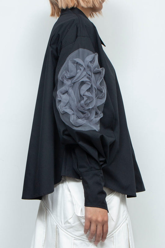 grass blouse black×gray