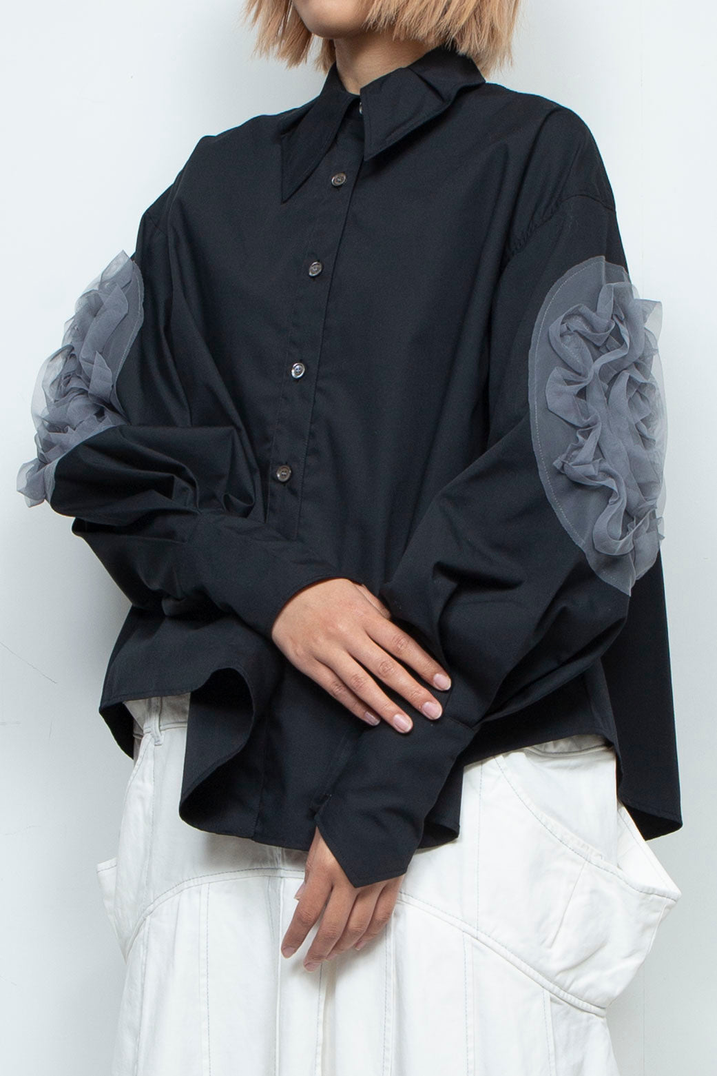 grass blouse black×gray