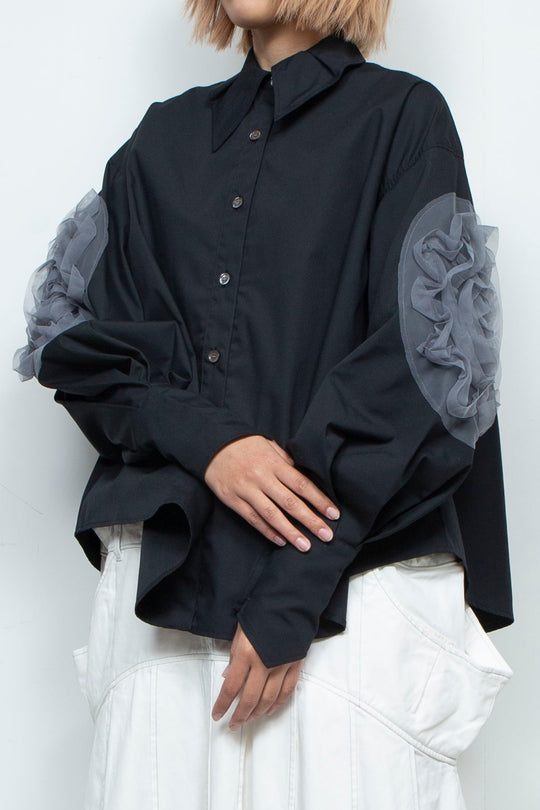 grass blouse black×gray