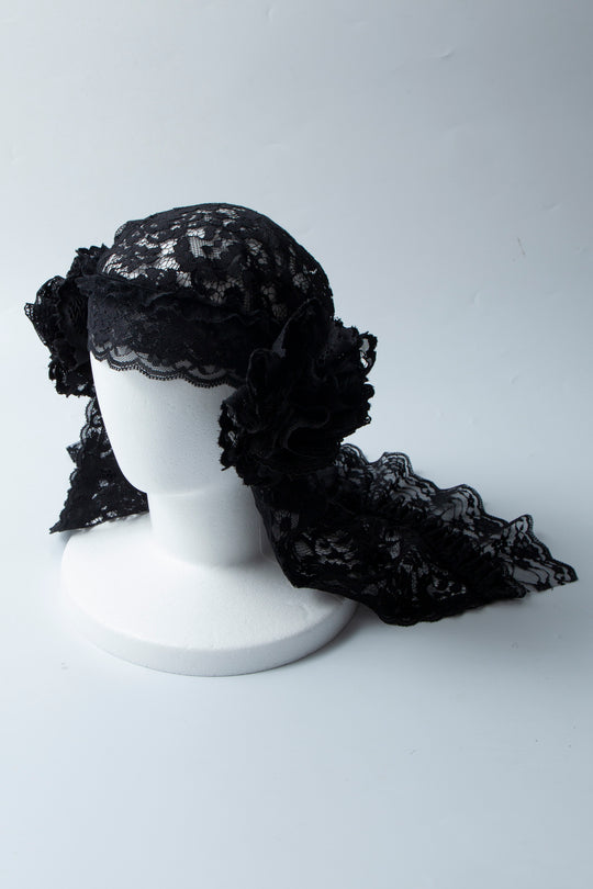Lace mix hat BLACK