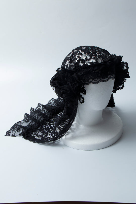Lace mix hat BLACK