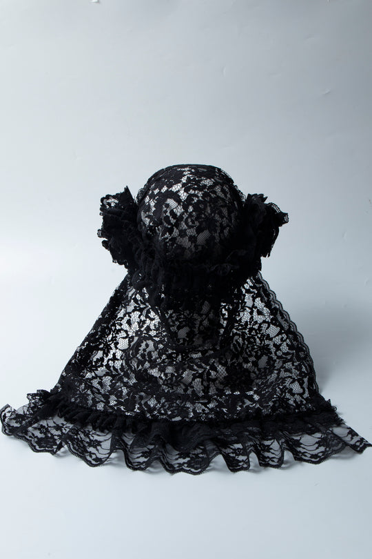 Lace mix hat BLACK