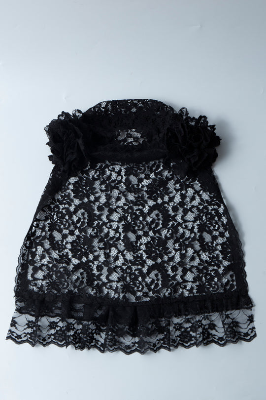 Lace mix hat BLACK