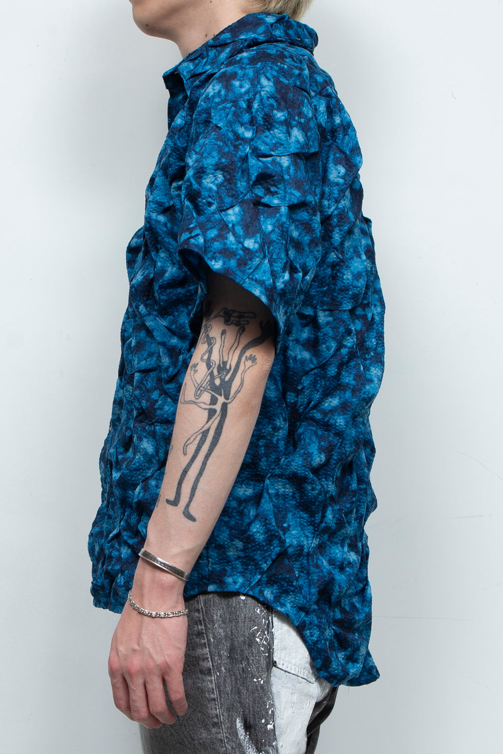 Stitch half sleeve Shirt Navy