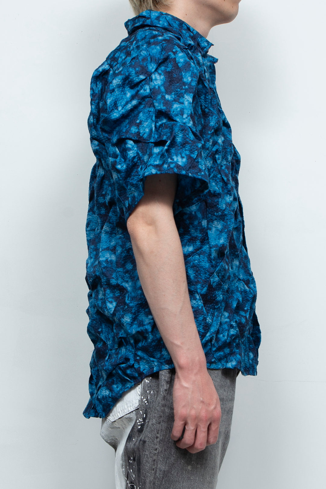 Stitch half sleeve Shirt Navy