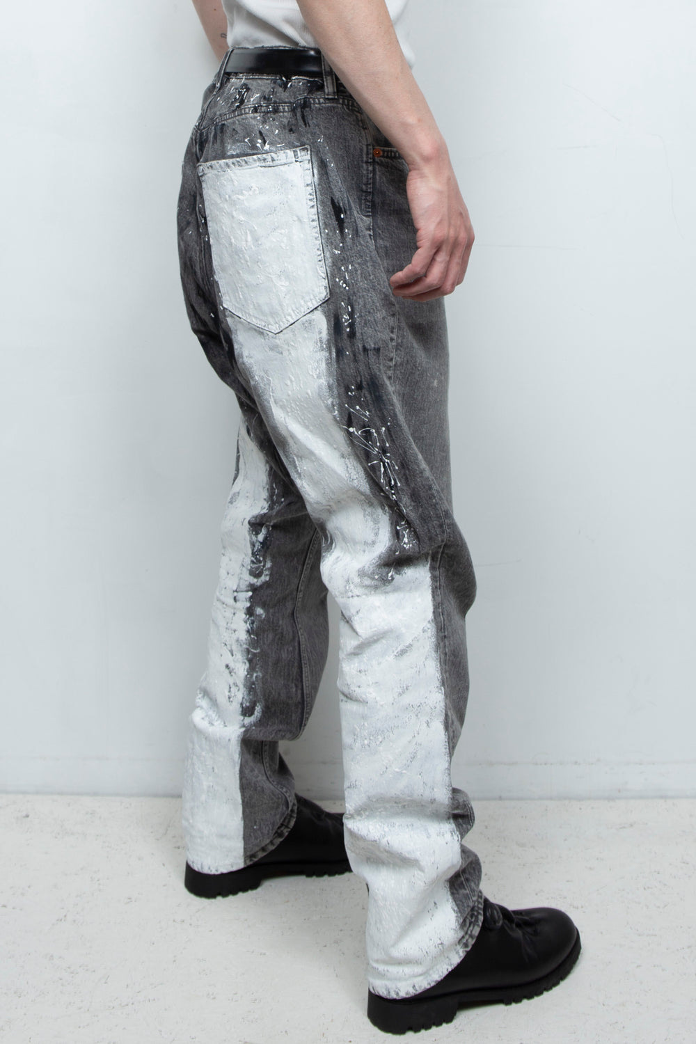 Paint snow white denim pants