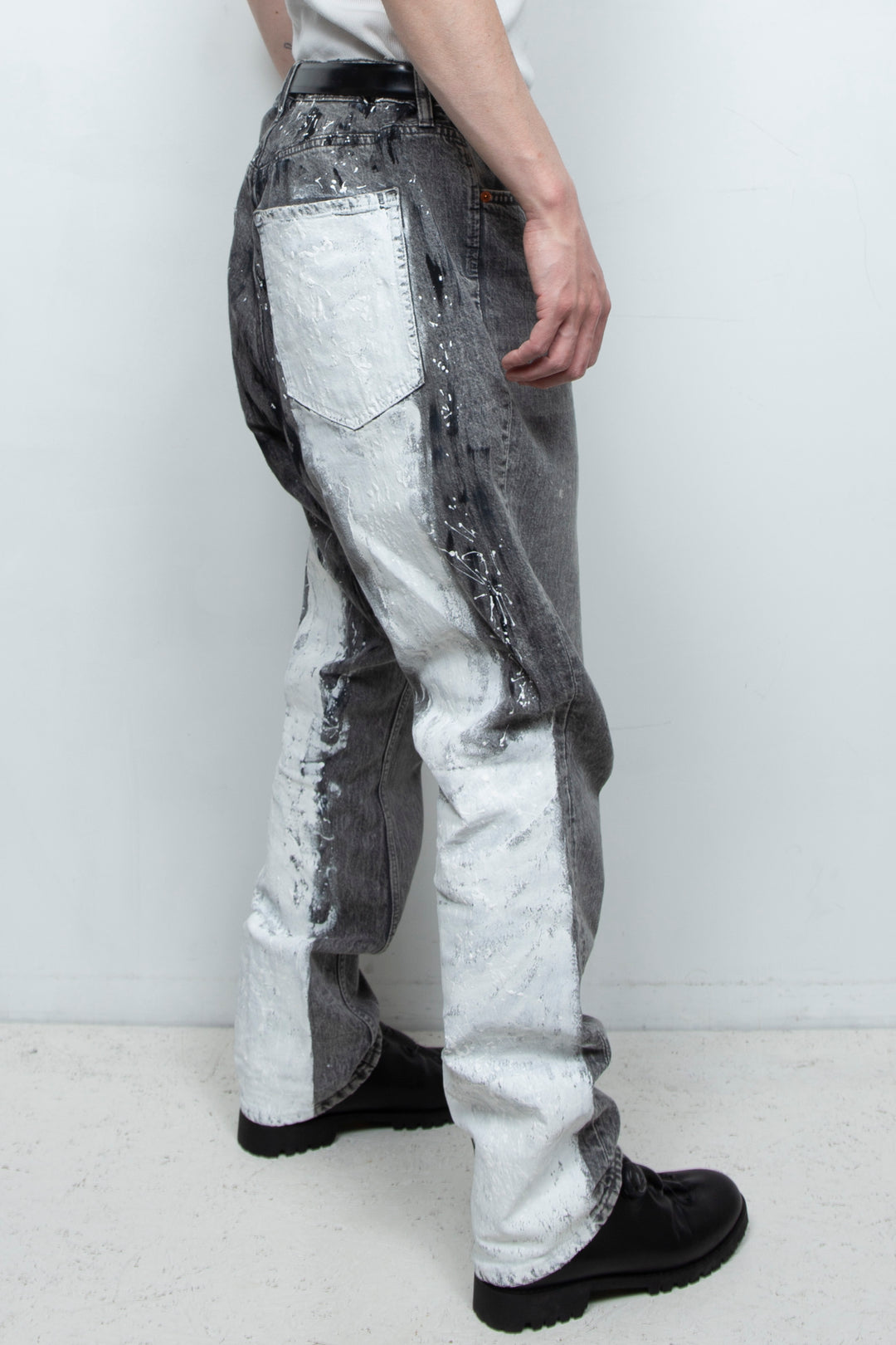 Paint snow white denim pants