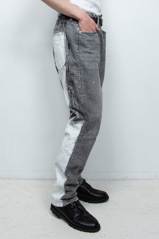 Paint snow white denim pants