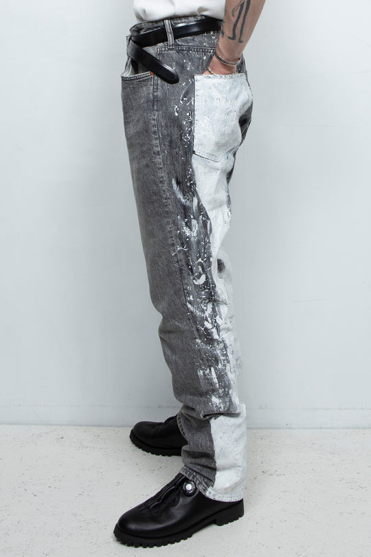 Paint snow white denim pants
