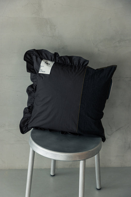 Denim & Shirts Cushion Cover - black × charcoal