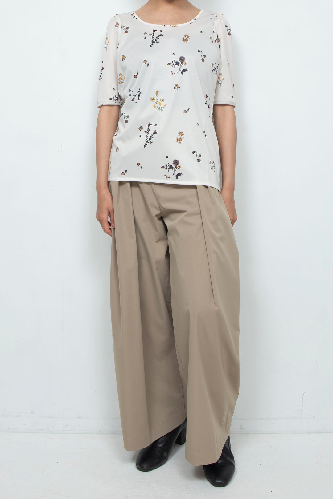 Print T Shirt Flower White