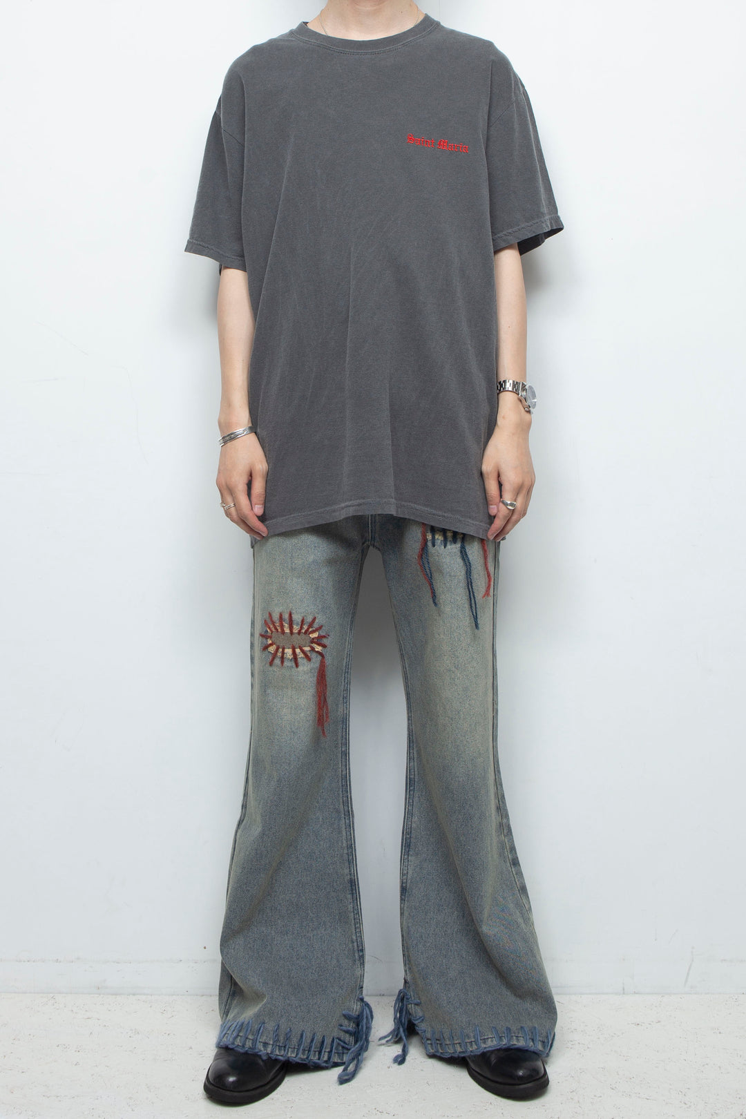 TΣist Hand Stitch Denim Flare Pants / Blue