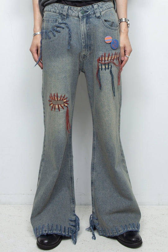 TΣist Hand Stitch Denim Flare Pants / Blue