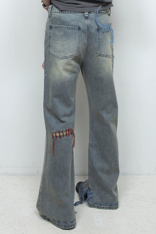 TΣist Hand Stitch Denim Flare Pants / Blue