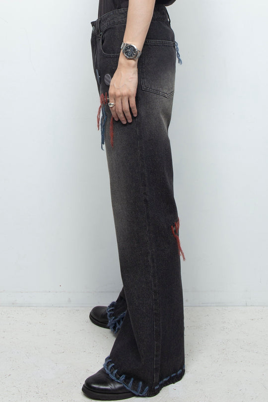TΣist Hand Stitch Denim Flare Pants / Black