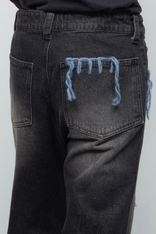 TΣist Hand Stitch Denim Flare Pants / Black