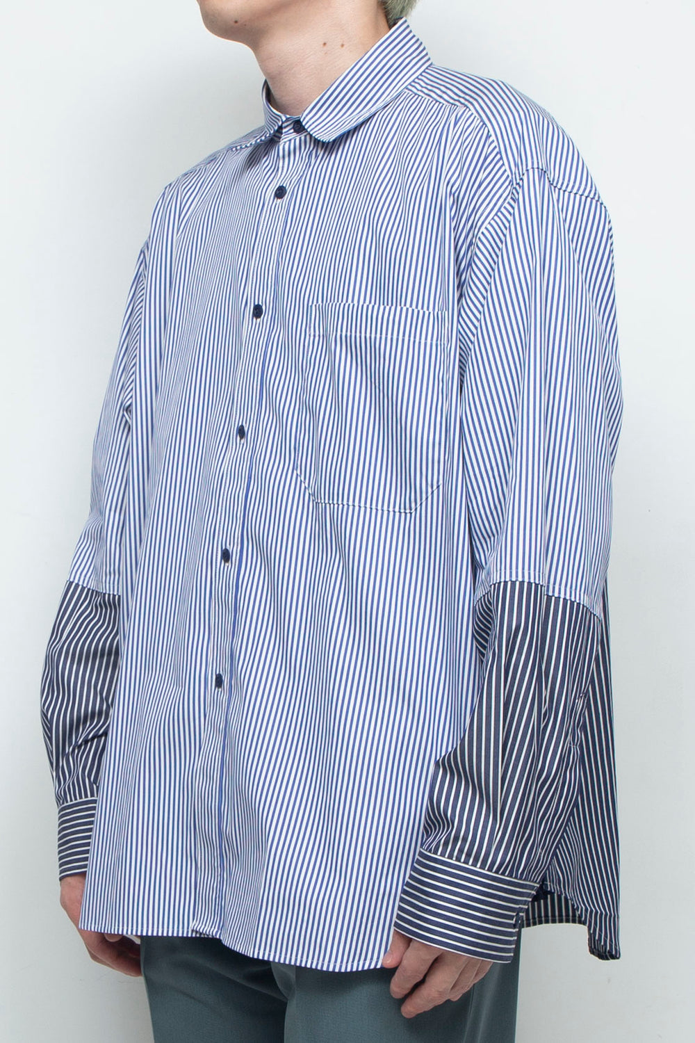 "BEAN” Switching Balloon Side Pleats Shirt