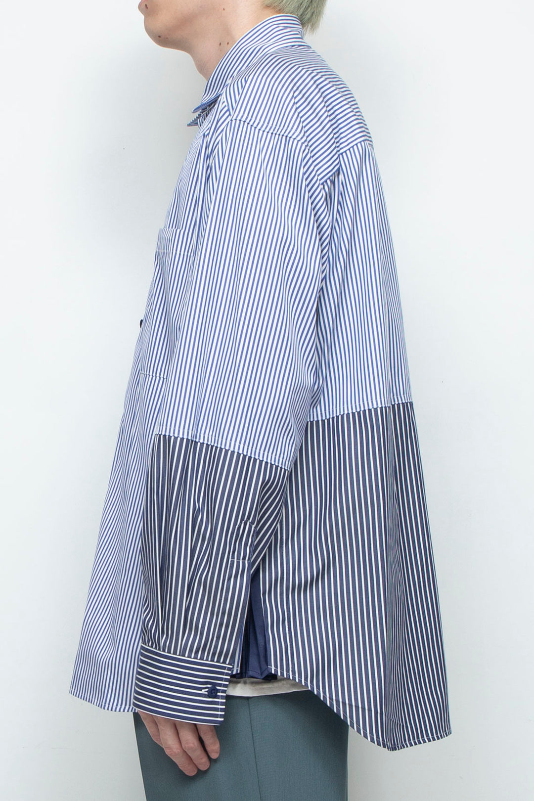"BEAN” Switching Balloon Side Pleats Shirt