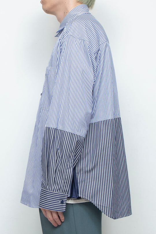 "BEAN” Switching Balloon Side Pleats Shirt