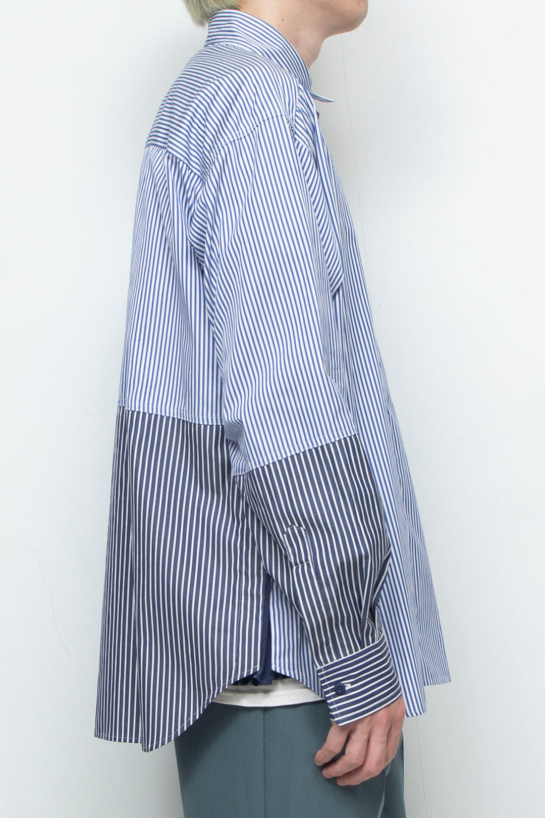 "BEAN” Switching Balloon Side Pleats Shirt