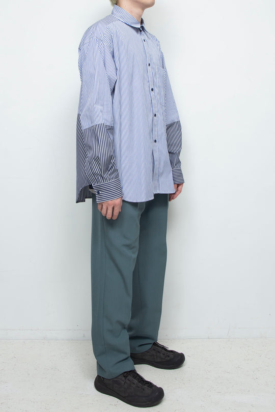 "BEAN” Switching Balloon Side Pleats Shirt