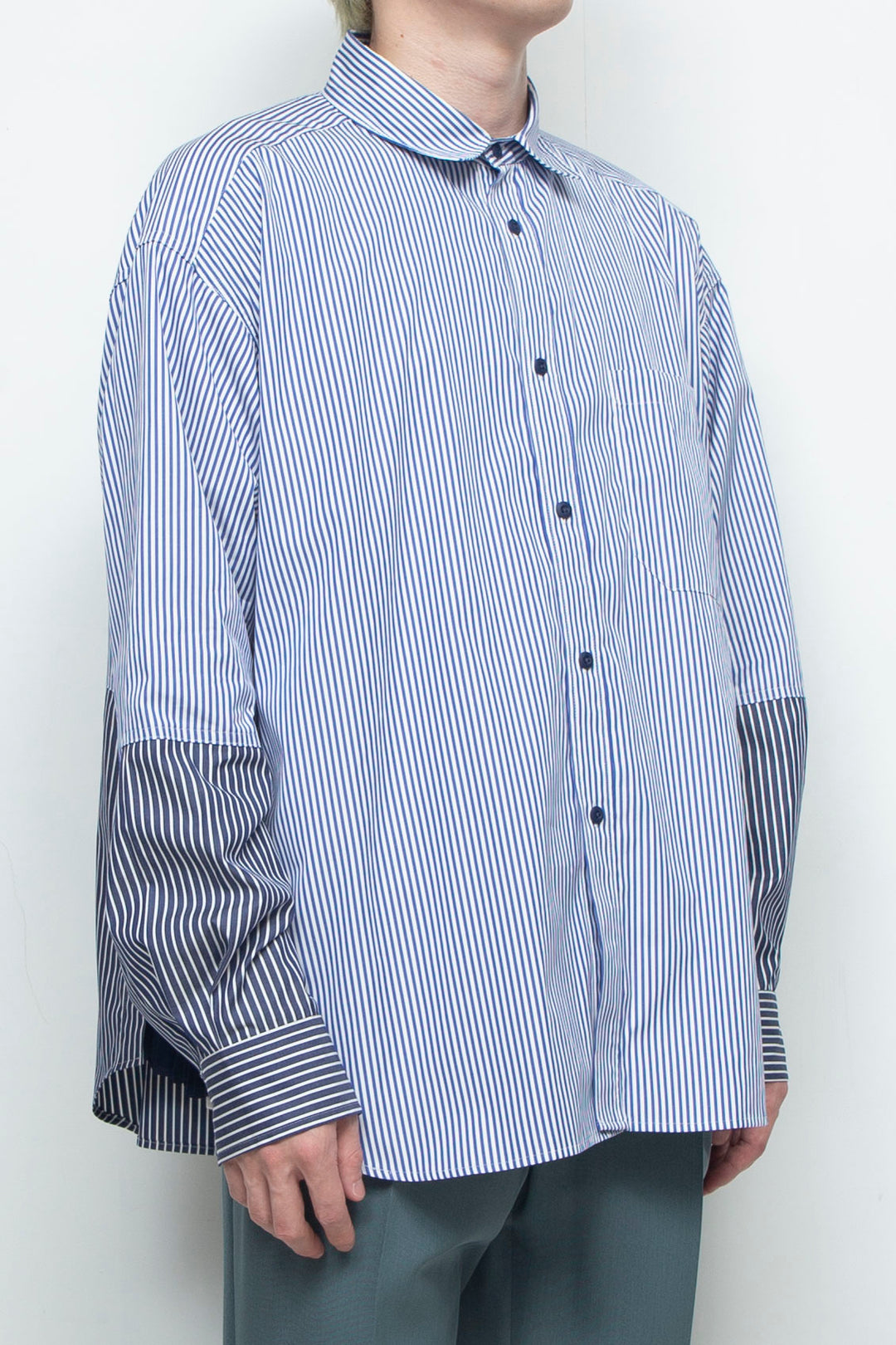 "BEAN” Switching Balloon Side Pleats Shirt