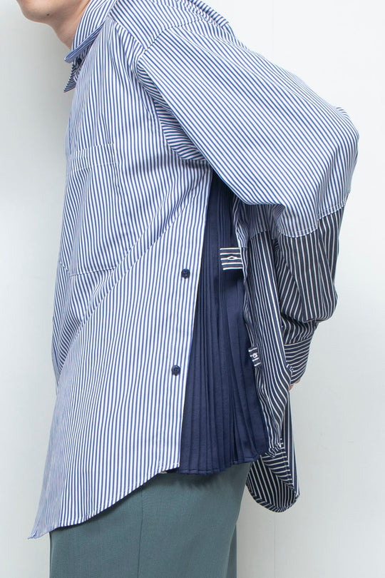 "BEAN” Switching Balloon Side Pleats Shirt