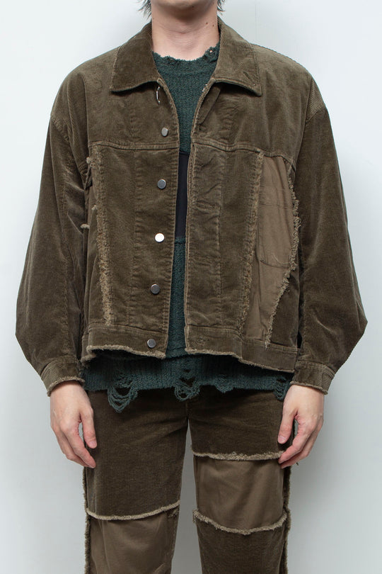 Velour Jersey Sleeve Easy Shirt OLIVE