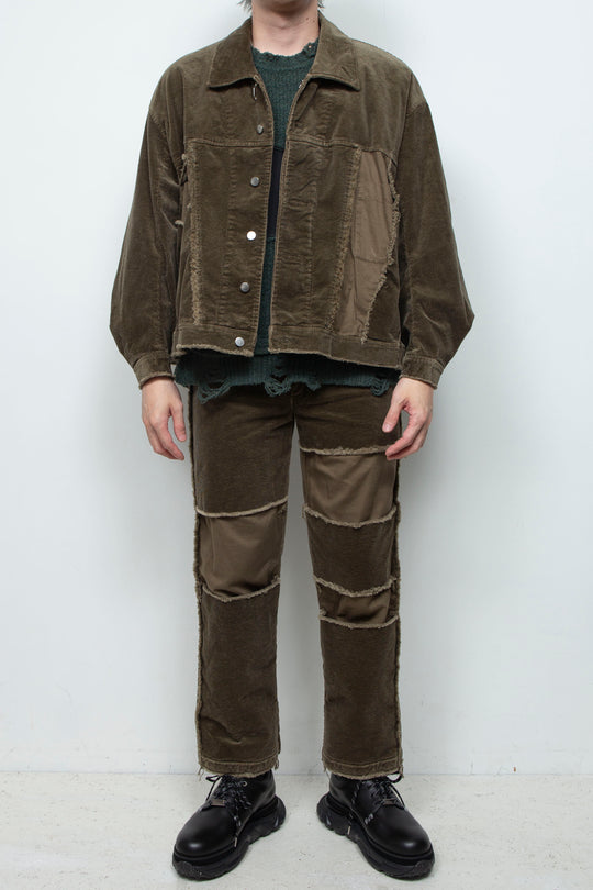 Velour Jersey Sleeve Easy Shirt OLIVE
