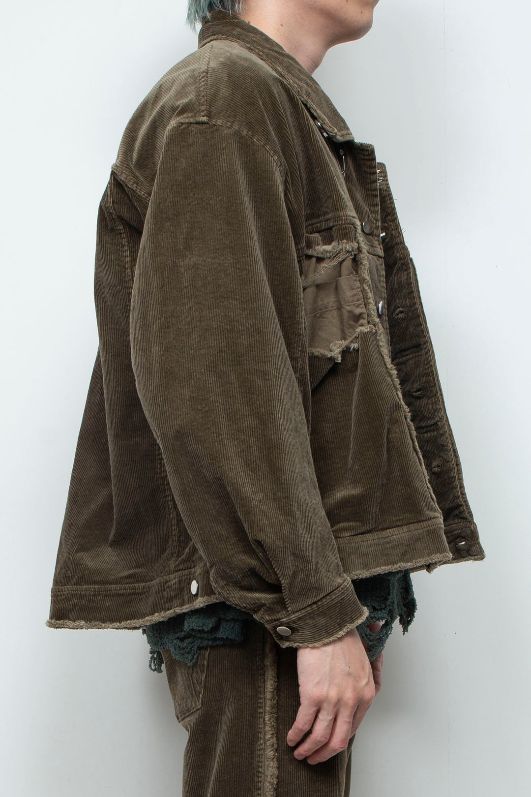 Velour Jersey Sleeve Easy Shirt OLIVE