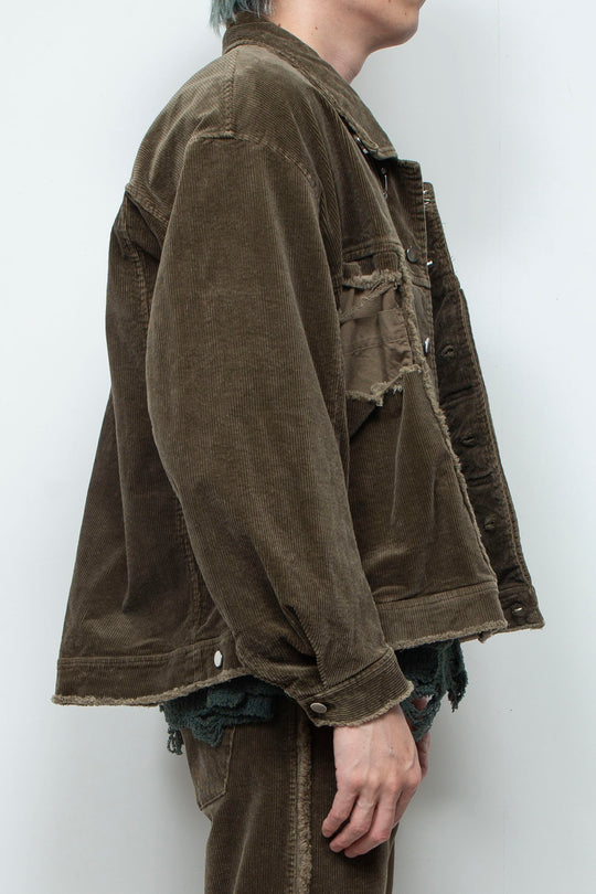 Velour Jersey Sleeve Easy Shirt OLIVE