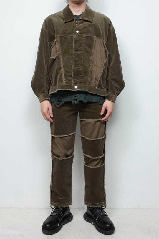 Velour Jersey Sleeve Easy Shirt OLIVE