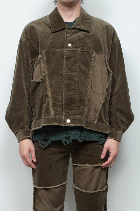 Velour Jersey Sleeve Easy Shirt OLIVE