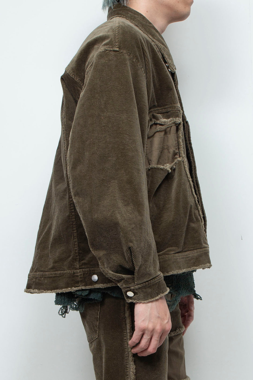 Velour Jersey Sleeve Easy Shirt OLIVE