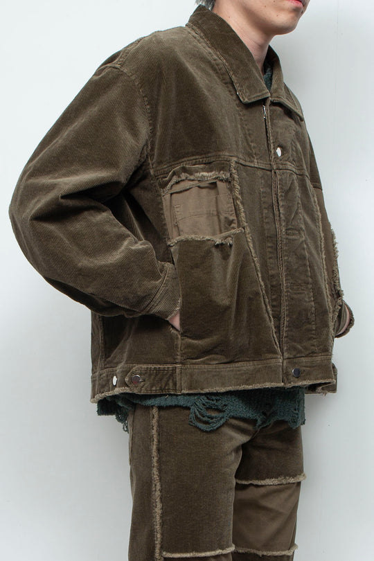 Velour Jersey Sleeve Easy Shirt OLIVE