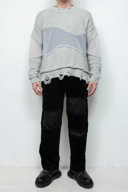 Reconstructed 5-pocket pants (corduroy) BLACK