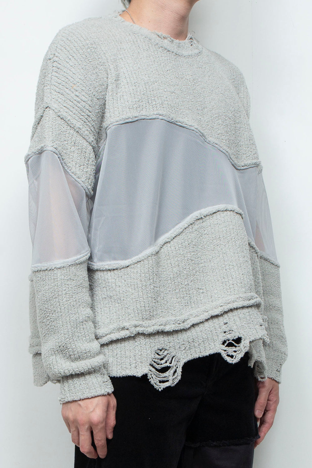 Docking Reverse Crushed Sweater LIGHT GRAY