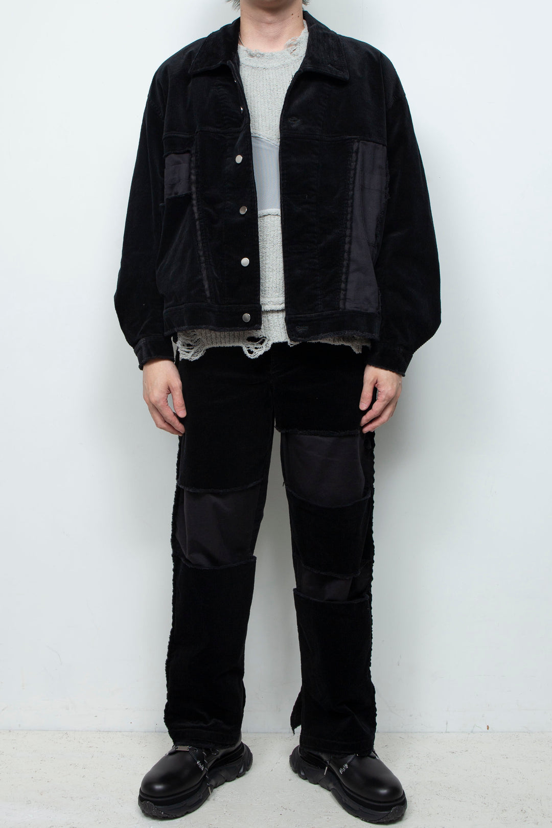 Velour Jersey Sleeve Easy Shirt BLACK