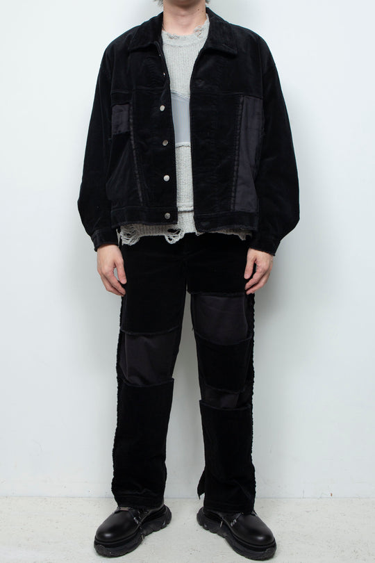 Velour Jersey Sleeve Easy Shirt BLACK