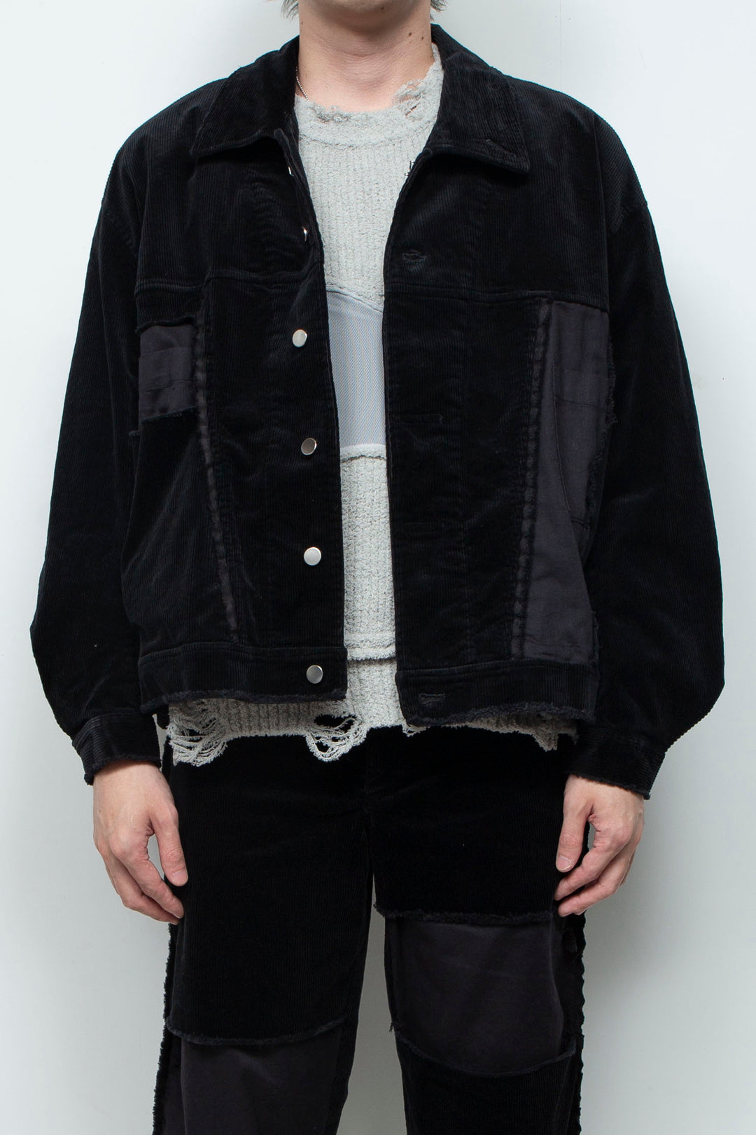 Velour Jersey Sleeve Easy Shirt BLACK