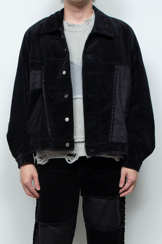 Velour Jersey Sleeve Easy Shirt BLACK