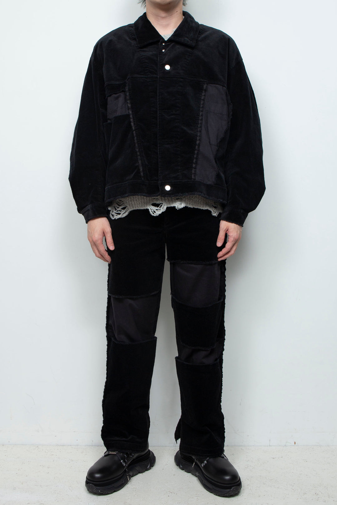 Velour Jersey Sleeve Easy Shirt BLACK