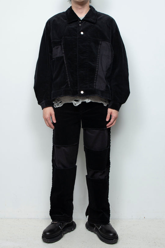Velour Jersey Sleeve Easy Shirt BLACK