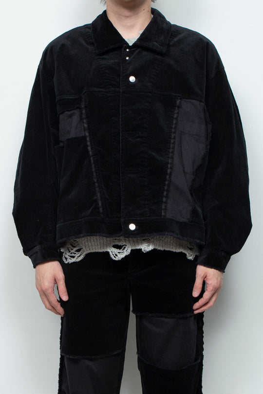 Velour Jersey Sleeve Easy Shirt BLACK